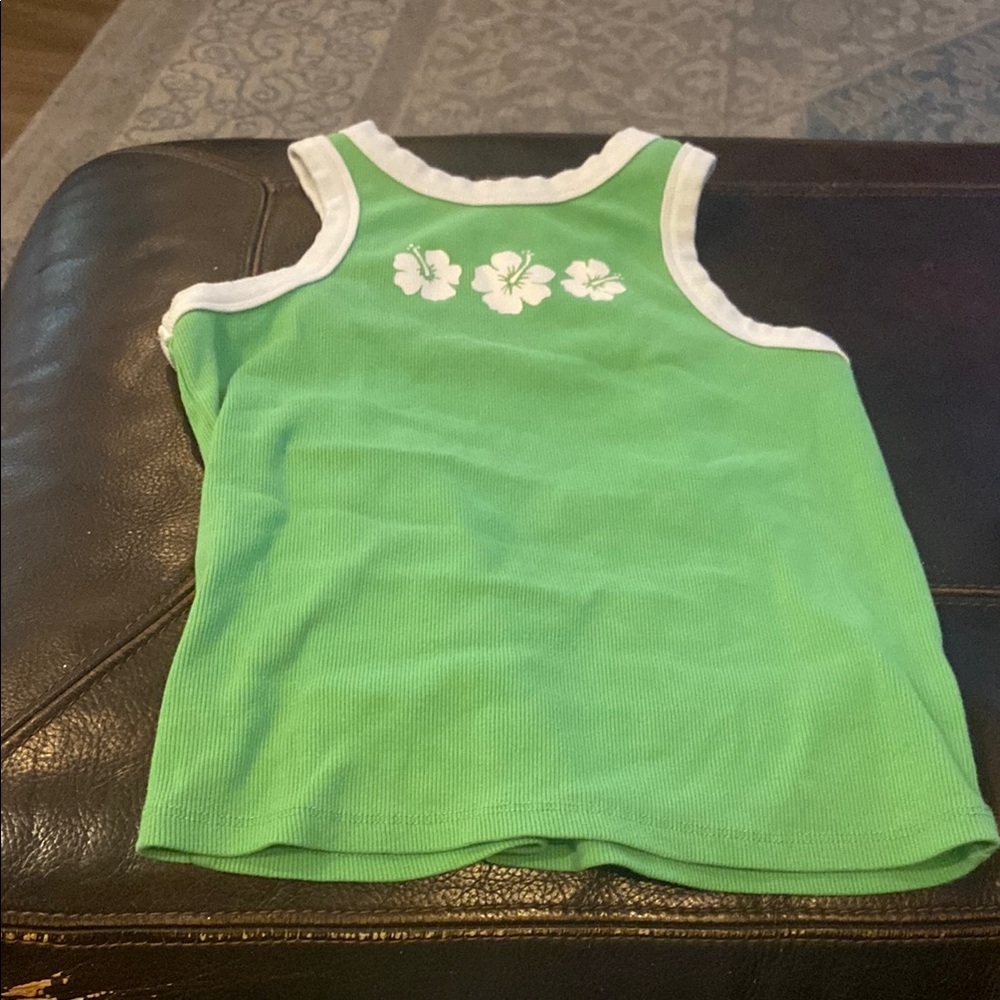 Bright Green Floral Tank Top for Kids